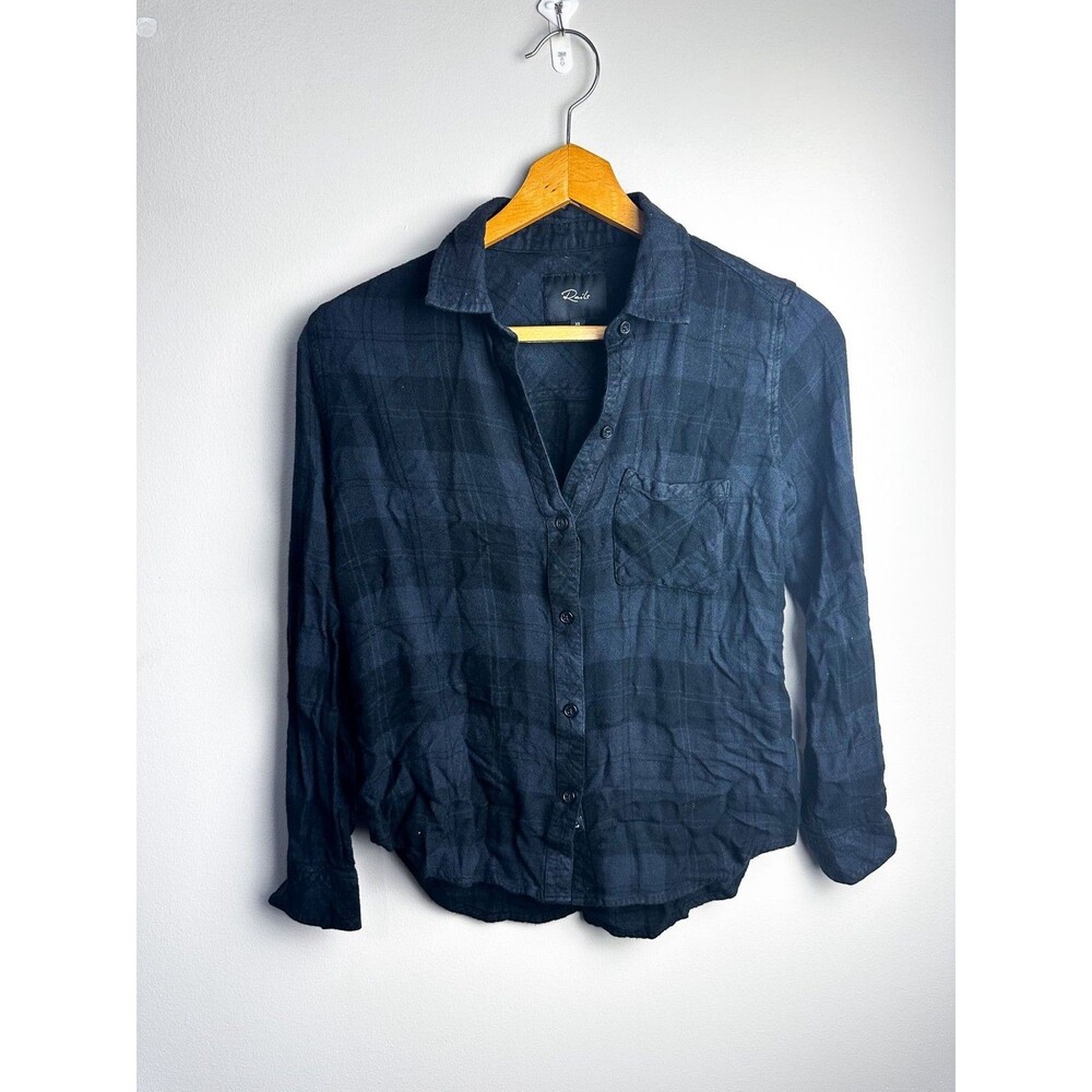 Rails Super Soft Black Blue Button Down Plaid Flannel Womens XS